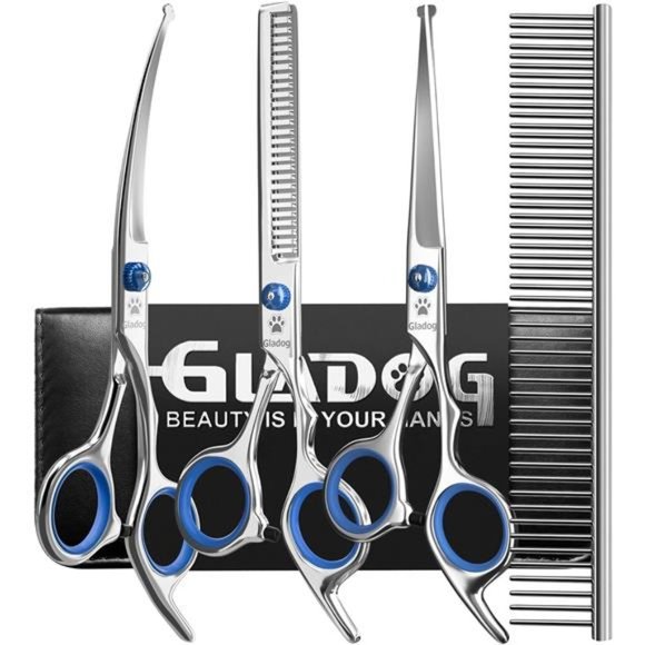 Professional 5 in 1 Dog Grooming Scissors Set with Safety Round Tips, Sharp - Picture 1 of 6